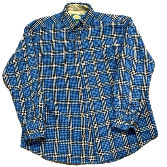 👕🪵 CABELA’S Blue Plaid Heavyweight Cotton Shirt | Men’s S | Outdoors Vintage 90s - Picture 1 of 6